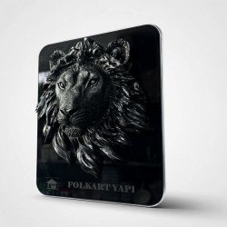 3 BOYUTLU ASLAN DUVAR TABLOSU