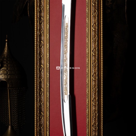 ALTIN KAPLAMA KABARTMA FATİH SULTAN MEHMET KILICI 100CM (TABLOLU)