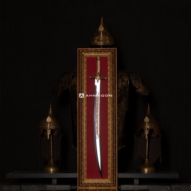 ALTIN KAPLAMA KABARTMA FATİH SULTAN MEHMET KILICI 100CM (TABLOLU)