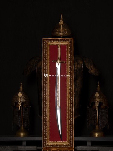 ALTIN KAPLAMA KABARTMA FATİH SULTAN MEHMET KILICI 100CM (TABLOLU) ALTIN KAPLAMA KABARTMA FATİH SULTAN MEHMET KILICI 100CM (TABLOLU)