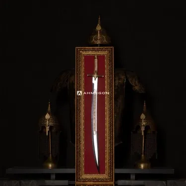ALTIN KAPLAMA KABARTMA FATİH SULTAN MEHMET KILICI 100CM (TABLOLU)