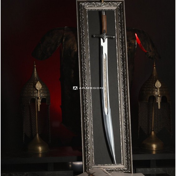 ALTIN KAPLAMA KABARTMA FATİH SULTAN MEHMET KILICI 100CM (TABLOLU)