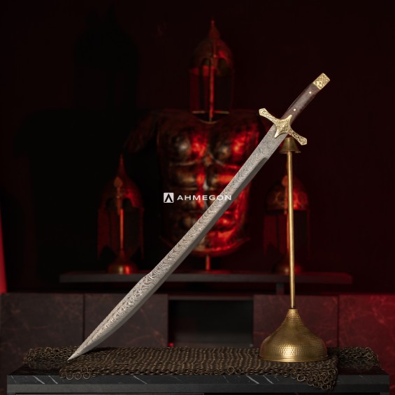 DAMASCUS ŞAM ÇELİĞİ FATİH SULTAN MEHMET KILICI (TABLOLU)