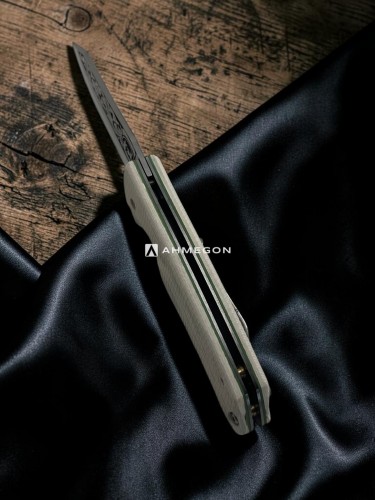 AHMEGON® Çakı 5 – Beyaz Saplı Desenli Bıçak Görünümlü Çakı