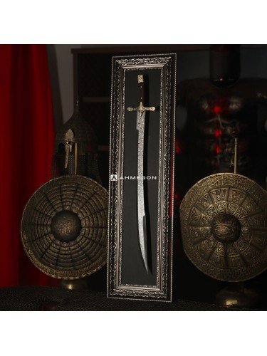 DAMASCUS ŞAM ÇELİĞİ FATİH SULTAN MEHMET KILICI (TABLOLU)