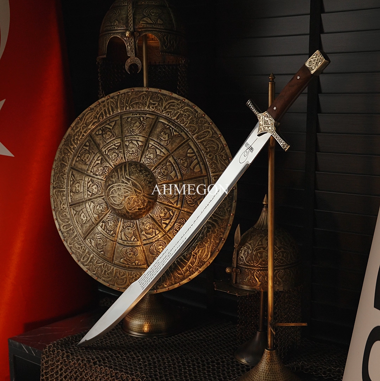 Bakımı yapılmış koleksiyonluk Fatih Sultan Mehmet kılıcı