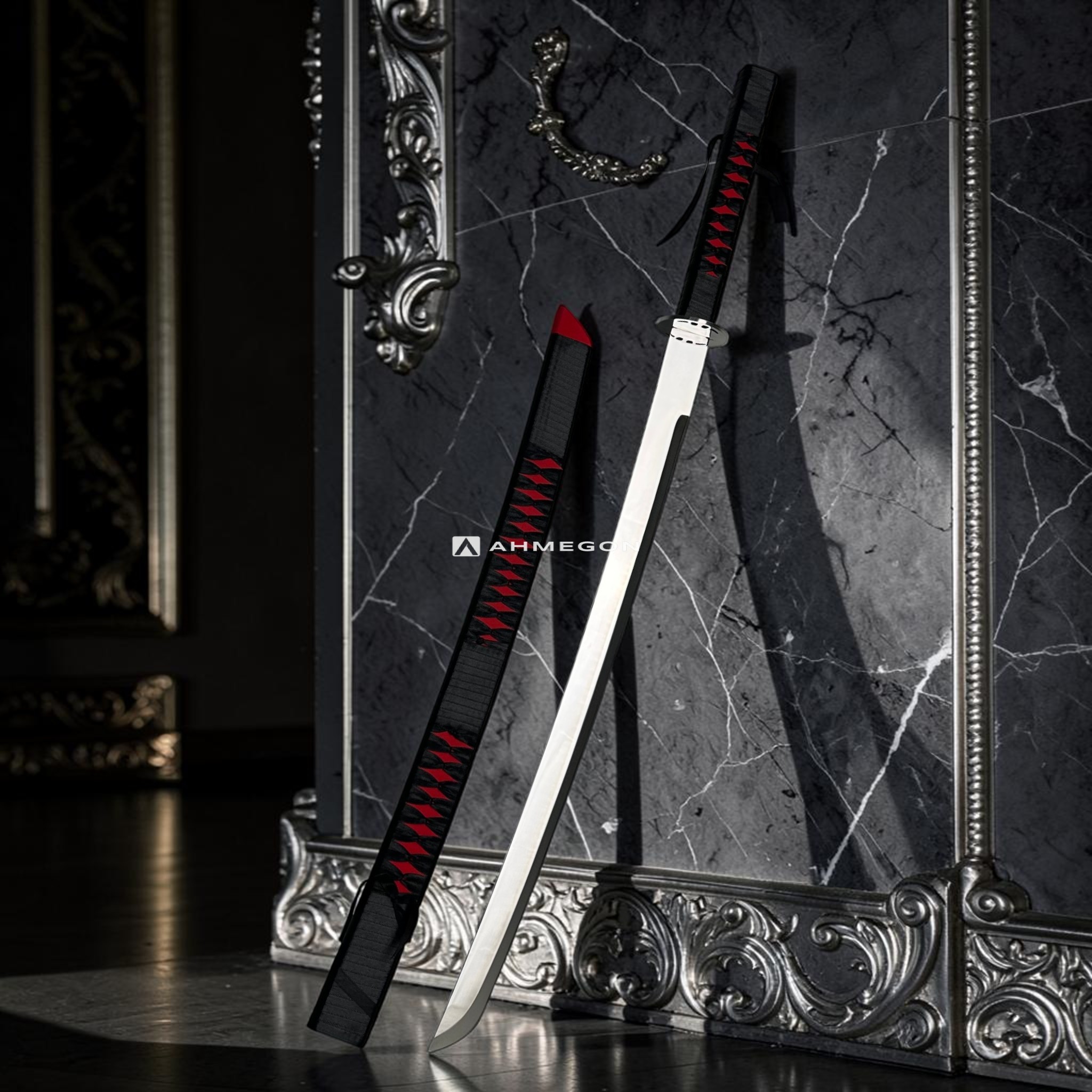 Çelik gövdeli kırmızı katana modeli